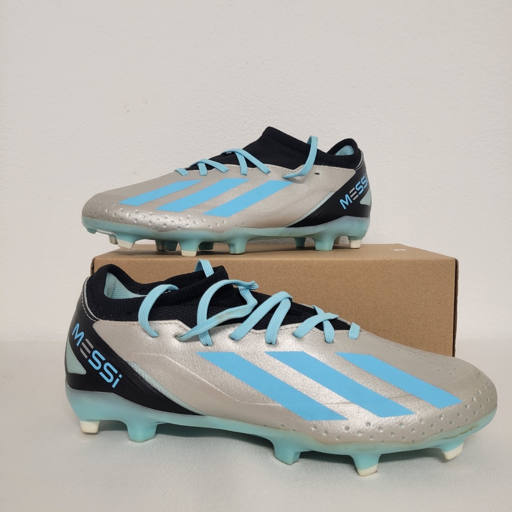 adidas X Crazyfast Messi.3 FG Firm Ground Men's Soccer Cleats Silver Blue IE4078 - Picture 7 of 11